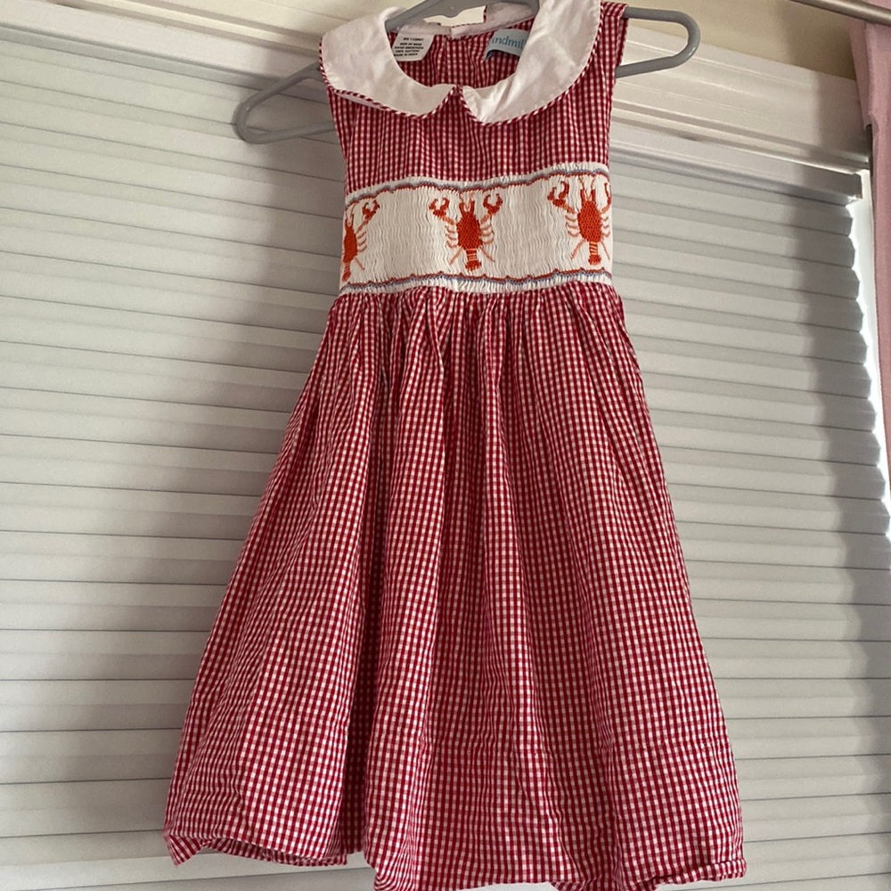 Smocked Gingham Lobster Crawfish Dress